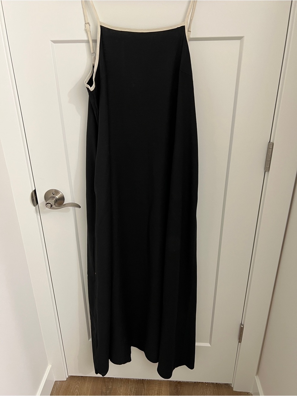 Elegant Black Maxi Slip Dress - Women's Smooth Silhouette